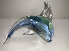 8 in Murano Glass Glass Dolphin Figurine Hand Blowen picture