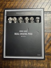 Williams Sonoma Skull Cocktail Picks Set of 6 Halloween New Read picture
