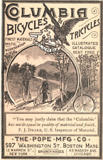 Columbia Bicycle Tricycle Pope Trade Card Advertising picture