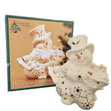 Porcelain Snowman Votive Gold and Jewel Accents picture