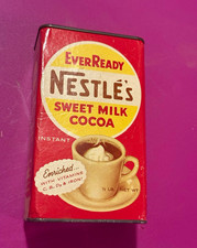 Nestlé's EverReady Sweet Milk Cocoa Vintage Advertising Tin Can Red Yellow Brown picture