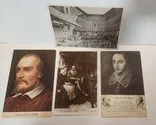 4 Vintage Shakespeare Postcards Portrait Courtship Ann Hathaway Globe Theatre picture