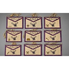 VTG IBPOEW Elks Lodge Officer Regalia Apron Holy Bible Purple Fraternal Lot of 9 picture
