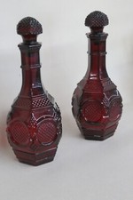 Avon Cape Cod Collection Ruby Red Glass Liquor Wine Decanter a Pair 4194B picture