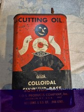 Vintage 1947 Empty SOS Cutting Oil 1 Quart Advertising Metal Can Collectible  picture