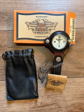 Harley Davidson - Genuine Timepiece w/chain & Leather Belt Loop & Pouch - NEW picture