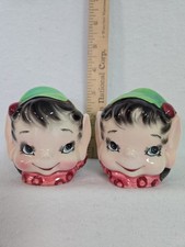 Rare Vintage Lefton Pixie Elves Salt & Pepper Shakers 6981 picture