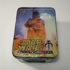 Metallic Impressions Star Wars Bounty Hunters 1998 All Metal Tin Box 6 Cards picture