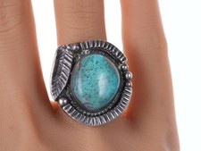 sz8.75 Vintage Navajo sterling silver and turquoise ring u picture