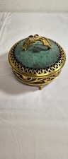 Vintage 1950 s Oppenheim enameled brass trinket box or powder bowl picture