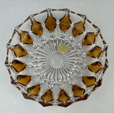 Echt Bleikristall German Crystal Candy Dish Bowl 5.5” X 1” Vintage Trinket Amber picture