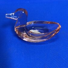 Vintage Watford Art Crystal England Salt Cellar Duck Pink Tint Glass Table Ware picture