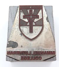Vintage Solid Metal Printers Die, Mold, Logo. Immanuel Lutheran College, Buderim picture
