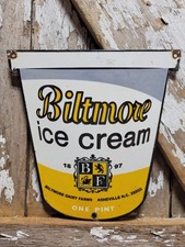 VINTAGE BILTMORE PORCELAIN SIGN ASHEVILLE NC DAIRY FARM ICE CREAM CREAMERY MILK picture