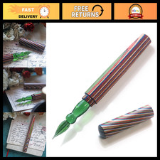 Handmade Glass Dip Pen Set, Colorwood Handle, Borosilicate Emerald Nib, Vintage picture