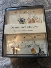 New Distinctive Designs Set Of 6 Halloween Decorative Wine Charms picture