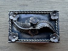 Women's Native American High Relief Sterling Belt Buckle Leaves Flowers picture