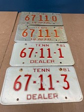 Lot of 4 Vintage 1979/81 Tennessee Dealer License Plates picture