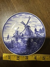 Delft Decorative Vintage Plate Blue White 5 Inches Holland picture