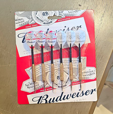 Budweiser Breweriana Dart Set 6 Darts 6-Pack on Display Backing Card picture