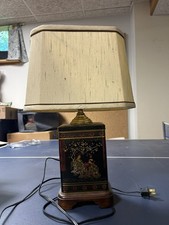 Vintage Frederic Cooper Asian Tea Caddy Tin Table Lamp TESTED/WORKS  picture