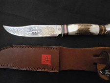 Vintage Zwilling J.A. Henckles HK 504 Stag Deer Scene Knife, Original Sheath picture