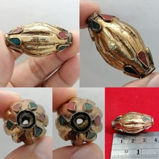 Afghan Vintage Handmade Gold Plated Rare Head With Stones Inlaid picture