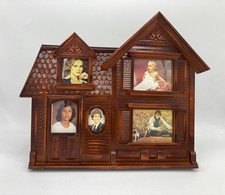 Vintage faux wood multiple photo frame victorian gothic house cottagecore Syroco picture