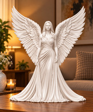 6 inch White Angel Statues with Wings – 3D Printed Home Decor picture