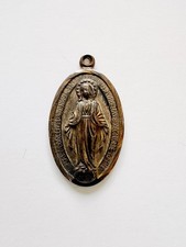 Vintage Sterling Silver 925 Miraculous Medal Virgin Mary Pendant 1.5
