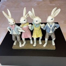 Ganz Vintage Resin Adorable Pastel Four Bunnies Arm In Arm picture