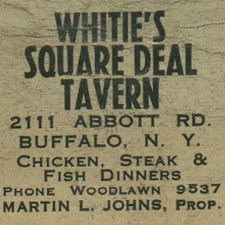 1940s Whitie's Square Deal Tavern Martin Johns 2111 Abbot Road Buffalo New York picture