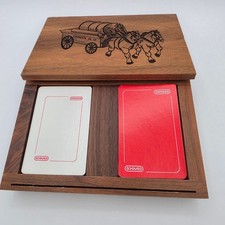 Vintage Conoco Continental Oil Co Wood Double Deck Playing Cards Box Set picture