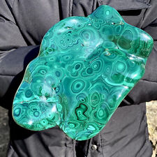4.96LB Natural glossy Malachite transparent cluster rough mineral sample picture