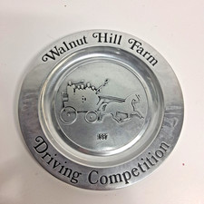 WILTON Vintage 1987 Walnut Hill Farm Driving Competition Pewter Horse Plate picture