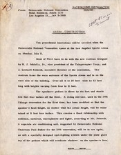 1960 Democratic National Convention Los Angeles Arena Construction Memo 8x11 picture