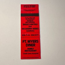 Ft Myers Diner Family Restaurant Ft Myers FL Vintage Matchbook Cover 5MB126-4-3 picture