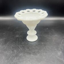 Vintage Westmoreland Doric Milk Glass Open Lace Edge Candle Holder Reversible picture