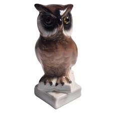 Vintage Ceramic Owl on Books Figurine Brown Wise Owl Statue Decor 4