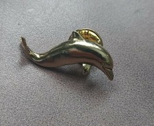 Vintage Goldtone Metal Dolphin Shaped Pin  picture