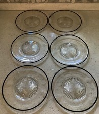 5 Vintage Floral Etched Clear Glass 8”Plates & 3 Smaller Matching Snack Plates picture
