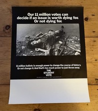 The Student Vote 1972 Powerful Anti-War Poster For 1st Time Voters; Unused picture