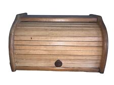 Bamboo Bread Box Wooden Storage Basket Holder Vintage Large Roll Top READ picture