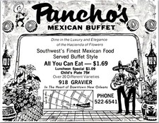 Pancho's Mexican Buffet 918 Gravier New Orleans 1974 New Orleans Ad TAK4-M27 picture