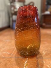 KANAWHA MCM Crackle Glass Amberina Ombre Vase 12.5