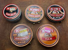 Vintage KIWI Shoe Polish Advertising Tins Lot of 5 Trinket Boxes Circa 70s–80s picture