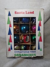 Vintage Santa Land Poland Glass Christmas Ornaments Lot of 12 Boxed MCM picture