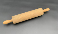 Large Vintage or Antique Rolling Pin Lefse Pasta Noodle Cutter Grooved Wood picture