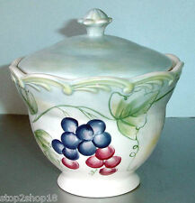 Lenox Tuscan Vine Rose Sugar Bowl Grapes Embossed Scalloped Rim New Boxed picture