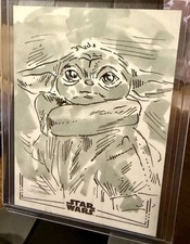 2026 Topps Chrome Star Wars Galaxy  1/1 Grogu Sketch by Basak Kahraman picture